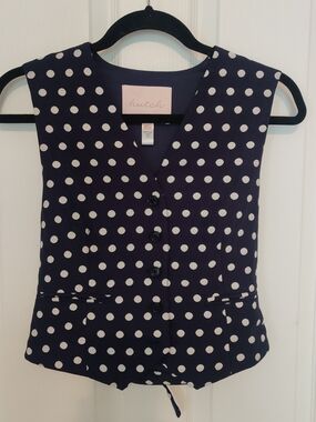 Hutch Navy and White Polka Dot Vest